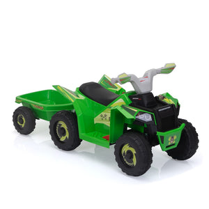 English Elm 6v Kids Ride on Atv Toddler Electric Car with Detachable Trailer and Bluetooth Audio Green W2181P164287