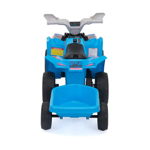 English Elm 6v Kids Ride on Atv Toddler Electric Car with Detachable Trailer and Bluetooth Audio Blue W2181P164288