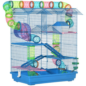English Elm Pawhut 5 Tier Wire Small Animal Habitat with Tunnels Wheel and Ventilated Frame W2225P166269