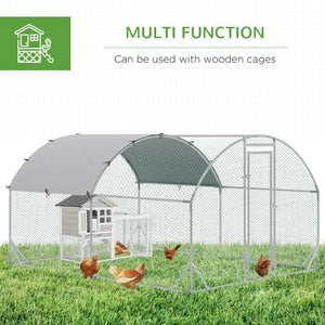 English Elm Pawhut Walk-in Galvanized Steel Chicken Run with Dome Canopy for Yard Farm Use W2225P166340