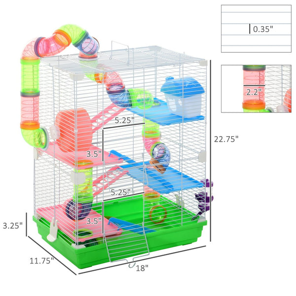 English Elm Pawhut 5 Tier Wire Hamster Habitat with Tubes Tunnels Carry Handle Water Bottle W2225P166270