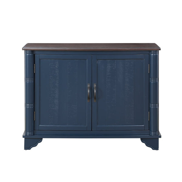 English Elm 40" Retro Console Table with Dual Cabinet Storage Pine Frame Entryway Foyer Navy Blue W1202P146347