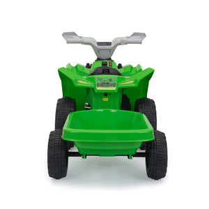 English Elm 6v Kids Ride on Atv Toddler Electric Car with Detachable Trailer and Bluetooth Audio Green W2181P164287