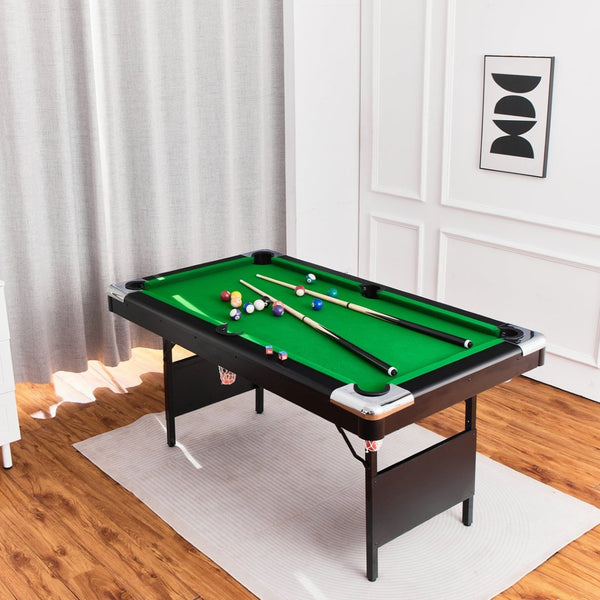 English Elm 6.3ft Foldable Pool Table with Full Accessory Kit for Family Game Rooms W2377P149846