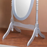 English Elm Traditional Queen Anna Style Wood Floor Cheval Mirror, Silver Finish