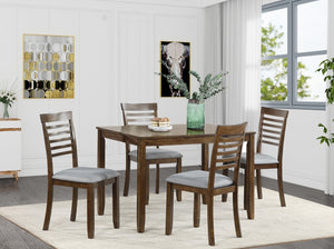 English Elm 5 Piece Walnut Dining Set - Modern Rectangular Table & 4 Upholstered Chairs For Stylish Kitchens W1998S00017