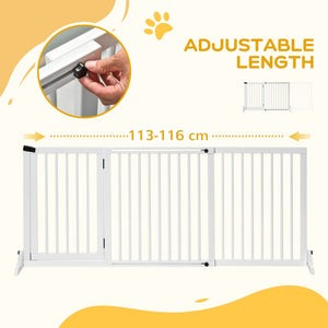 English Elm Pawhut Adjustable Wooden Pet Gate - Stylish Freestanding Dog Barrier With Lockable Door, White Finish W2225P166425-GIGA