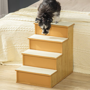 English Elm Pawhut Pet Stairs For Small Dogs & Cats, Sturdy Non-Slip Steps With Soft Cushions & Washable Covers W2225P166283-GIGA
