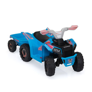 English Elm 6v Kids Ride on Atv Toddler Electric Car with Detachable Trailer and Bluetooth Audio Blue W2181P164288