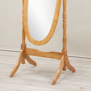 English Elm Traditional Queen Anna Style Wood Floor Cheval Mirror, Oak Finish