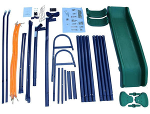 English Elm 3 in 1 Kids Outdoor Swing Set Steel A-frame with Belt Glider and Slide W140860515