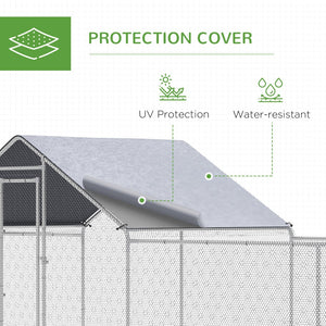 English Elm Pawhut Walk-in Galvanized Steel Poultry Run with Uv Waterproof Cover for Yard Use W2225P166342