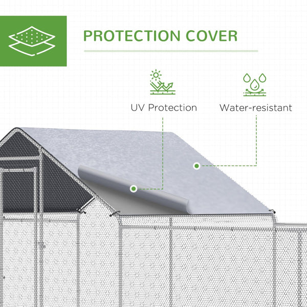 English Elm Pawhut Walk-in Galvanized Steel Poultry Run with Uv Waterproof Cover for Yard Use W2225P166342
