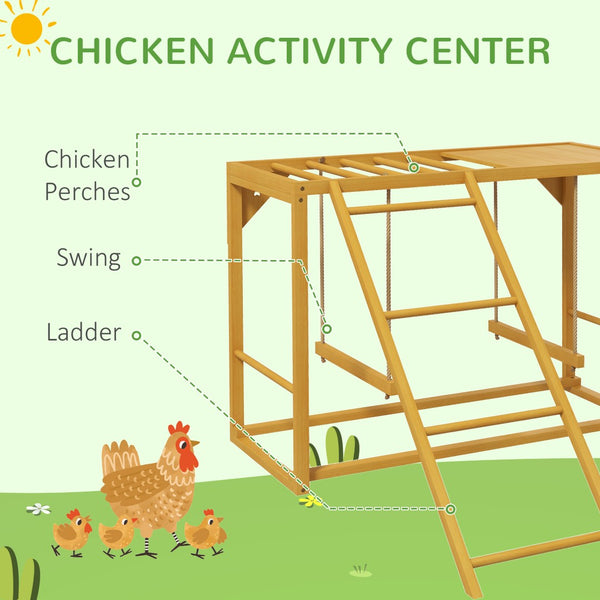 English Elm Pawhut Chicken Activity Play Set: Wooden Coop Accessory With Swings & Perches For 3-4 Birds W2225P166330-GIGA