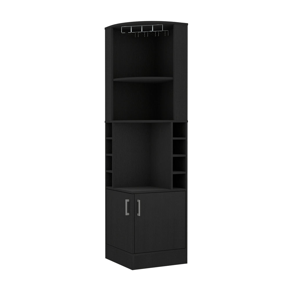 English Elm 8-Bottle Wenge Bar Cabinet with 2 Shelves & 3-Tier Display, 2 Doors, Tall 71.1" Storage Elegance B062P164342
