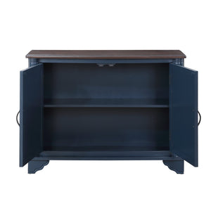 English Elm 40" Retro Console Table with Dual Cabinet Storage Pine Frame Entryway Foyer Navy Blue W1202P146347
