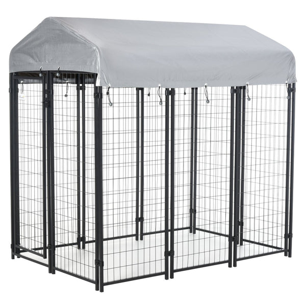 English Elm Pawhut Outdoor Dog Kennel Steel Playpen with Canopy and Lockable Door for Large Pets W2225P166318