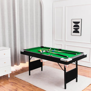 English Elm 6.3ft Foldable Pool Table with Full Accessory Kit for Family Game Rooms W2377P149846