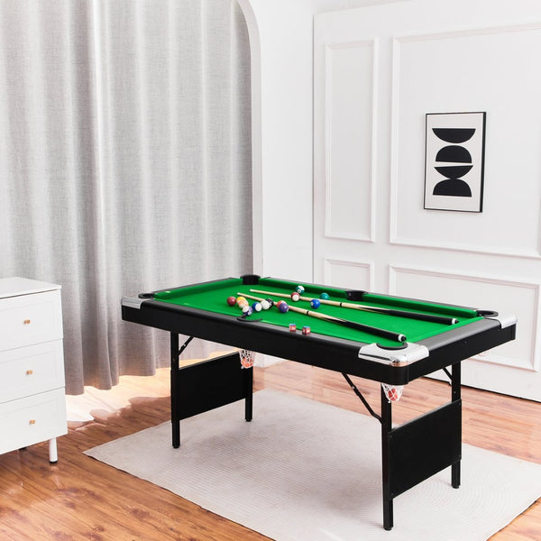 English Elm 6.3ft Foldable Pool Table with Full Accessory Kit for Family Game Rooms W2377P149846