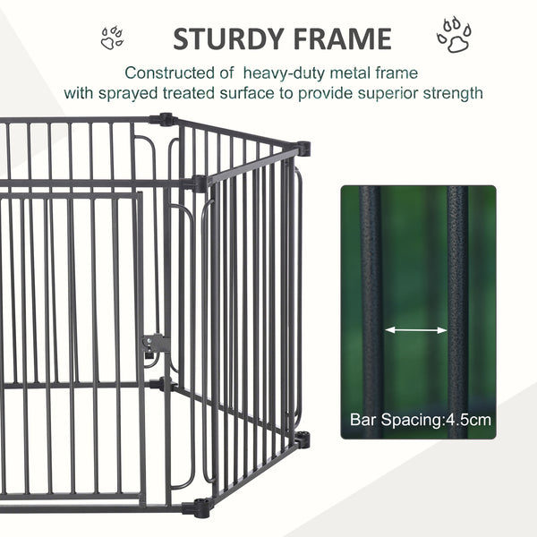 English Elm PawHut Heavy-Duty 48" x 41" Outdoor Metal Dog Playpen with Weather-Resistant Roof, Locking Door, Portable Shelter W2225P166298