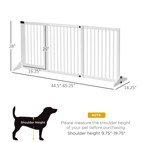 English Elm Pawhut Adjustable Wooden Pet Gate - Stylish Freestanding Dog Barrier With Lockable Door, White Finish W2225P166425-GIGA