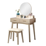 English Elm Liannon Contemporary Wood Vanity and Stool Set, Gold