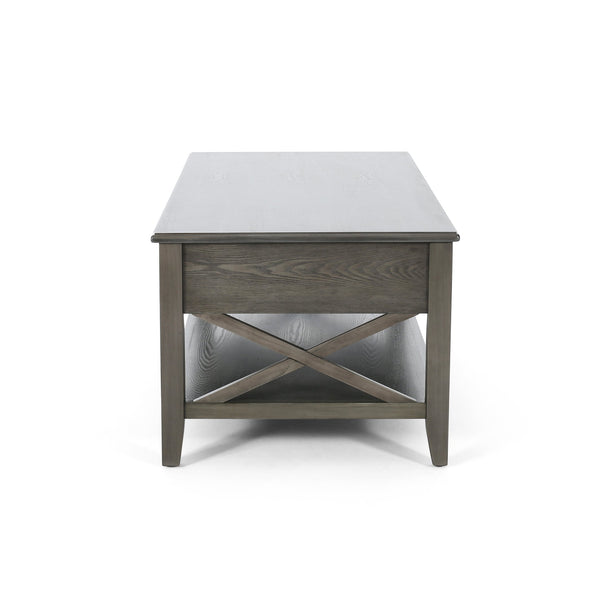 English Elm Christopher Knight Home® - COFFEE Lift-Top Farmhouse Coffee Table with Hidden Storage, X-Side Supports, Veneer Finish, Rustic Elegance Grey 64520.00