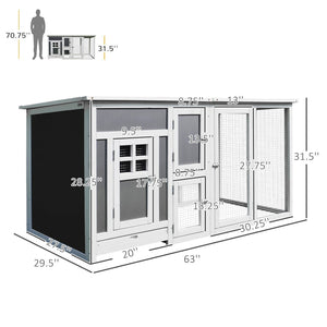 English Elm Pawhut Fir Wood Backyard Hen House with Nesting Box Run Area and Waterproof Roof W2225P166333