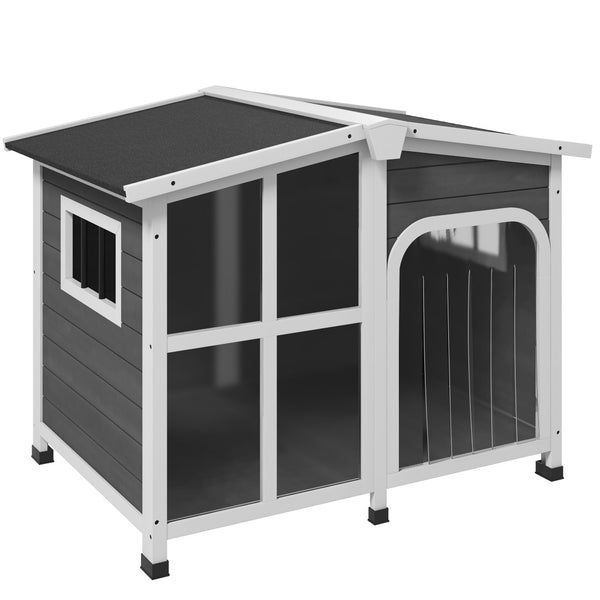 English Elm Pawhut Cabin Style Wooden Dog House Large Breeds Asphalt Roof Openable Ventilation W2225P166327