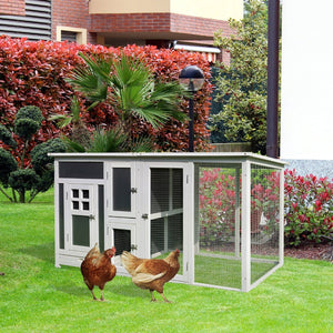 English Elm Pawhut Fir Wood Backyard Hen House with Nesting Box Run Area and Waterproof Roof W2225P166333