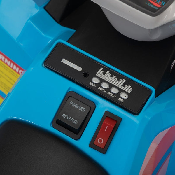 English Elm 6v Kids Ride on Atv Toddler Electric Car with Detachable Trailer and Bluetooth Audio Blue W2181P164288