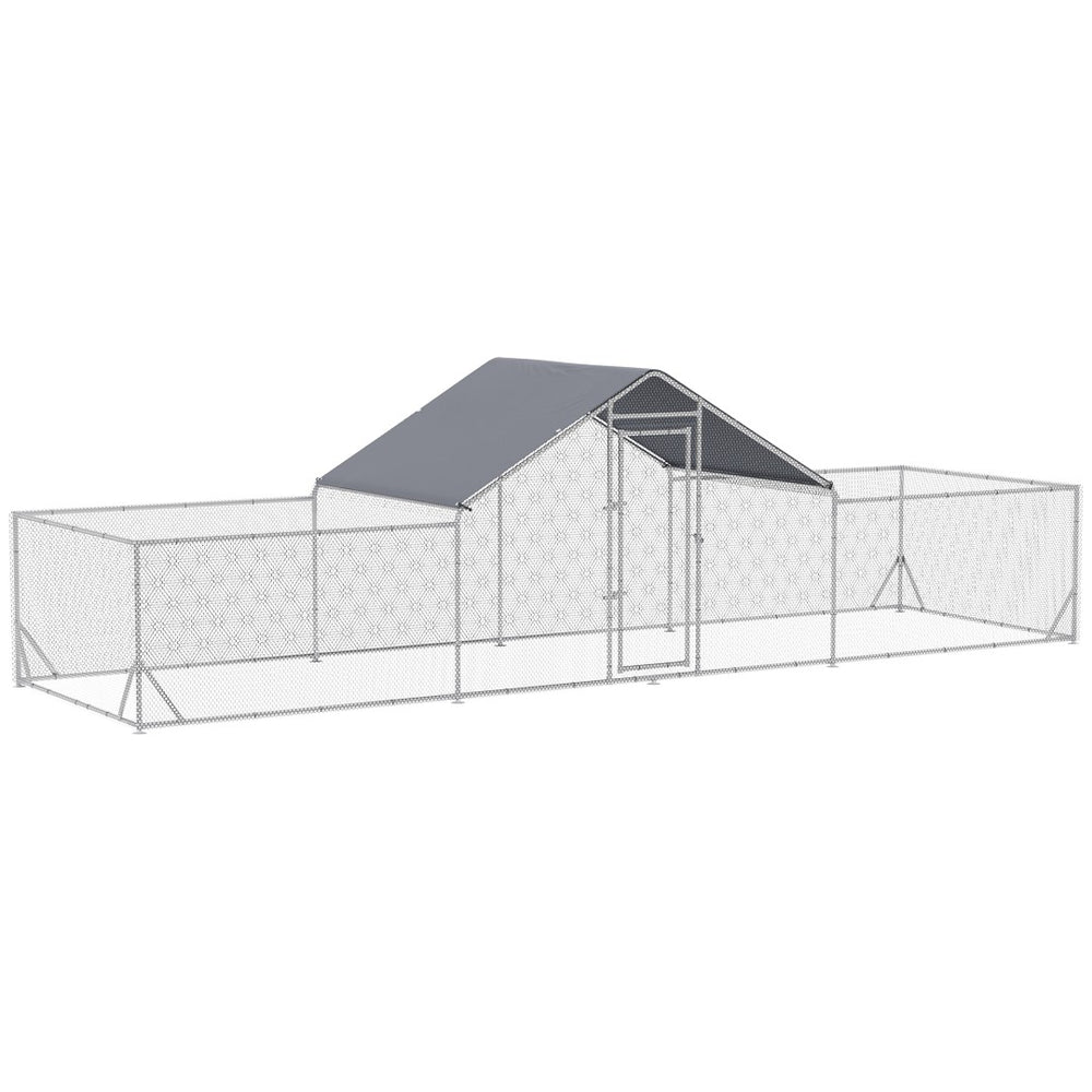 English Elm Pawhut Walk-in Galvanized Steel Poultry Run with Uv Waterproof Cover for Yard Use W2225P166342