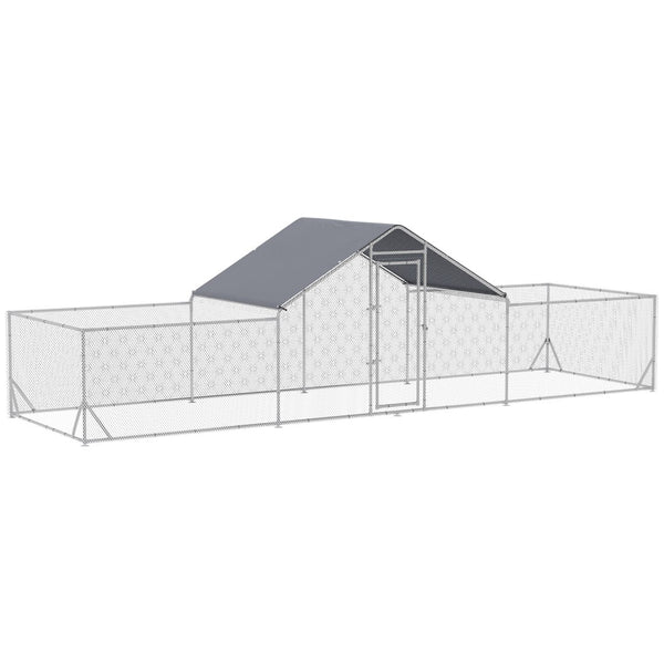 English Elm Pawhut Walk-in Galvanized Steel Poultry Run with Uv Waterproof Cover for Yard Use W2225P166342