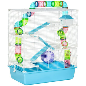 English Elm Pawhut Five Tier Wire Hamster Habitat with Tunnels Exercise Wheel and Carry Handles W2225P166271