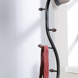 English Elm Arles Metal Black and Walnut Standing Coat Rack