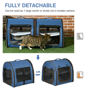 English Elm Pawhut 39" Portable Soft-Sided Cat Carrier - Convertible, Cozy, And Compact With Storage Bag, Blue W2225P166273-GIGA