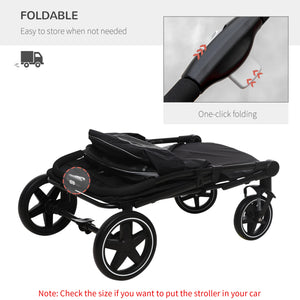 English Elm PawHut One-Click Foldable Dog Stroller for Medium/Large Dogs, Shock-Absorbing Ride, Mesh Skylight, Storage Organizers W2225P166292