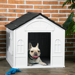 English Elm Pawhut Cottage Style Plastic Dog House Weather Resistant Shelter for Small Medium Pets W2225P166325