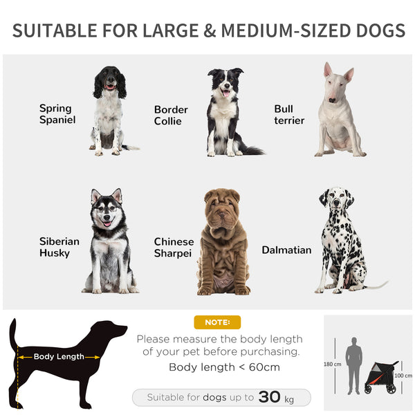 English Elm PawHut Foldable Dog Stroller with 1-Click Fold, Shock Absorption, Mesh Skylight, Storage, 66lb Capacity W2225P166291