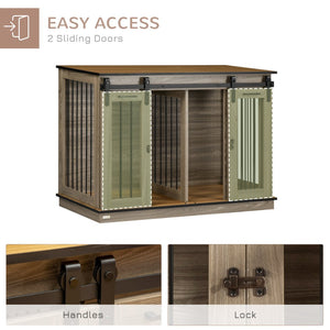 English Elm Pawhut Oak Finish Dog Kennel End Table with Divider for Living Room Decor W2225P166306