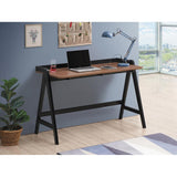 Industrial Writing Desk w/ USB Ports, Walnut/Black, Compact Design, Rubberwood, Dual Ports, 49.50 x 23.50 x 31.75