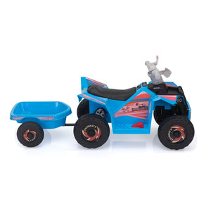 English Elm 6v Kids Ride on Atv Toddler Electric Car with Detachable Trailer and Bluetooth Audio Blue W2181P164288