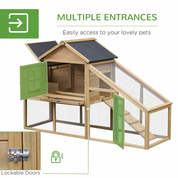 English Elm Pawhut Fir Wood Backyard Hen House with Nesting Box Run Ramp and Ventilated Windows W2225P166334