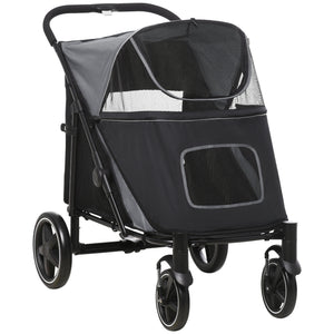 English Elm PawHut One-Click Foldable Dog Stroller for Medium/Large Dogs, Shock-Absorbing Ride, Mesh Skylight, Storage Organizers W2225P166292