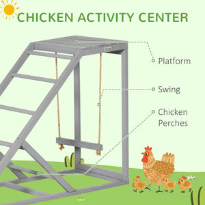 English Elm Pawhut Chicken Activity Play Set - Wood Swing, Perches & Ladder For Healthy Hens, Gray Coop Toy W2225P166328-GIGA