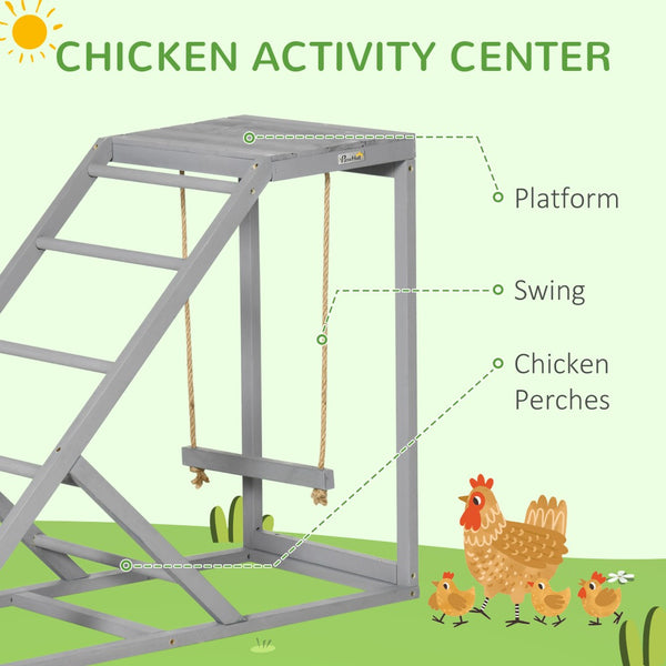 English Elm Pawhut Chicken Activity Play Set - Wood Swing, Perches & Ladder For Healthy Hens, Gray Coop Toy W2225P166328-GIGA