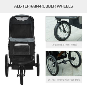 English Elm Pawhut Pet Stroller For Small/Medium Dogs - All-Terrain, Foldable, Adjustable Canopy & Storage Basket W2225P166289-GIGA