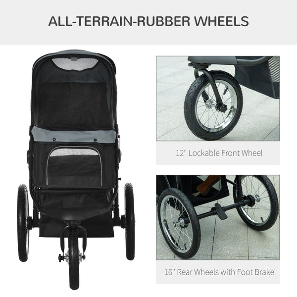 English Elm Pawhut Pet Stroller For Small/Medium Dogs - All-Terrain, Foldable, Adjustable Canopy & Storage Basket W2225P166289-GIGA