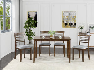 English Elm 5 Piece Walnut Dining Set - Modern Rectangular Table & 4 Upholstered Chairs For Stylish Kitchens W1998S00017