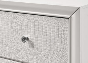 English Elm 1pc Glam Seven-Drawer Dresser with Embossed Crocodile Finish, Felt-Lined Top Drawers & Dovetail Craftsmanship White 62.4 L x 20.4 W x 41.3 H B011P217894